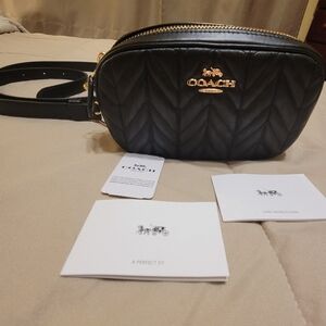 Coach Quilted Leather Crossbody Belt Bag in Black